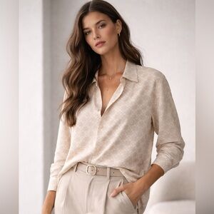 Sandro Paris Geometric Print Button-Up Shirt – Women’s Medium / Large